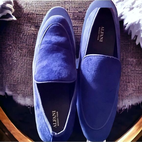 ALFANI Loafer Slip-On   Men ASHER VELVET Driver NAVY ITALIAN MADE Sz 13W - Picture 5 of 7